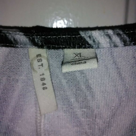 EST. 1946 GRAY/BLACK/WHITE RUCHED SIDES BANDED BOTTOM TOP XL-EUC - Picture 6 of 9